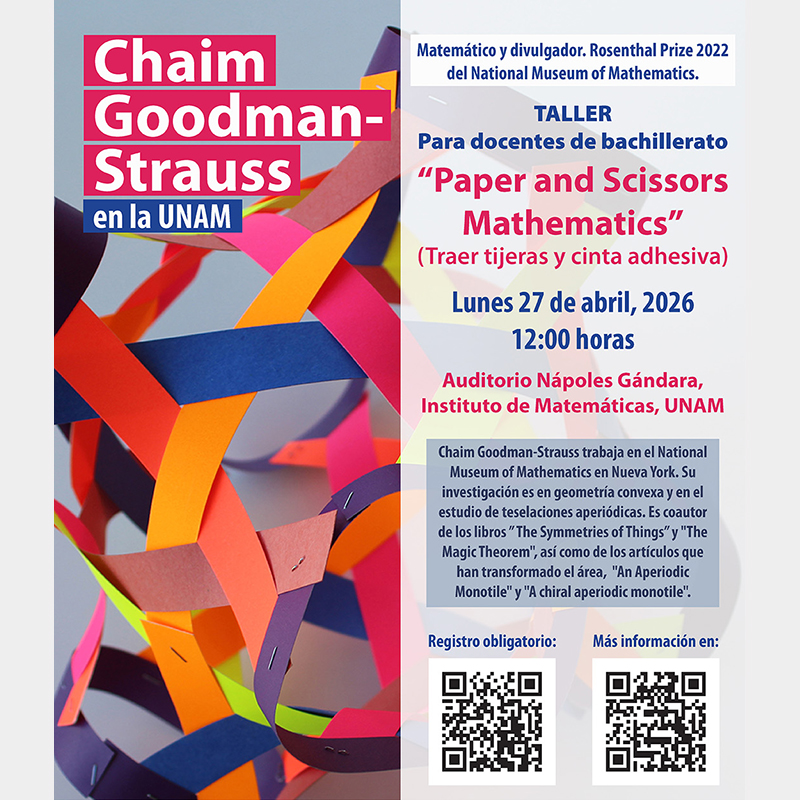 Taller para docentes de bachilletaro "Paper and Scissors Mathematics" - Lunes 27 de abril de 2026