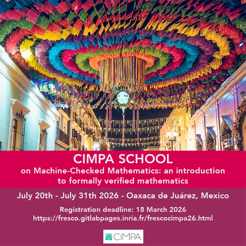 CIMPA School on Machine-Checked Mathematics: an introduction to formally verified mathematics