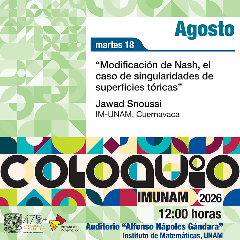 Coloquio del IMUNAM - C. U., agosto 2026