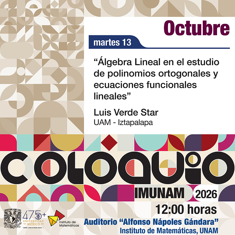 Coloquio del IMUNAM - C. U., octubre 2026