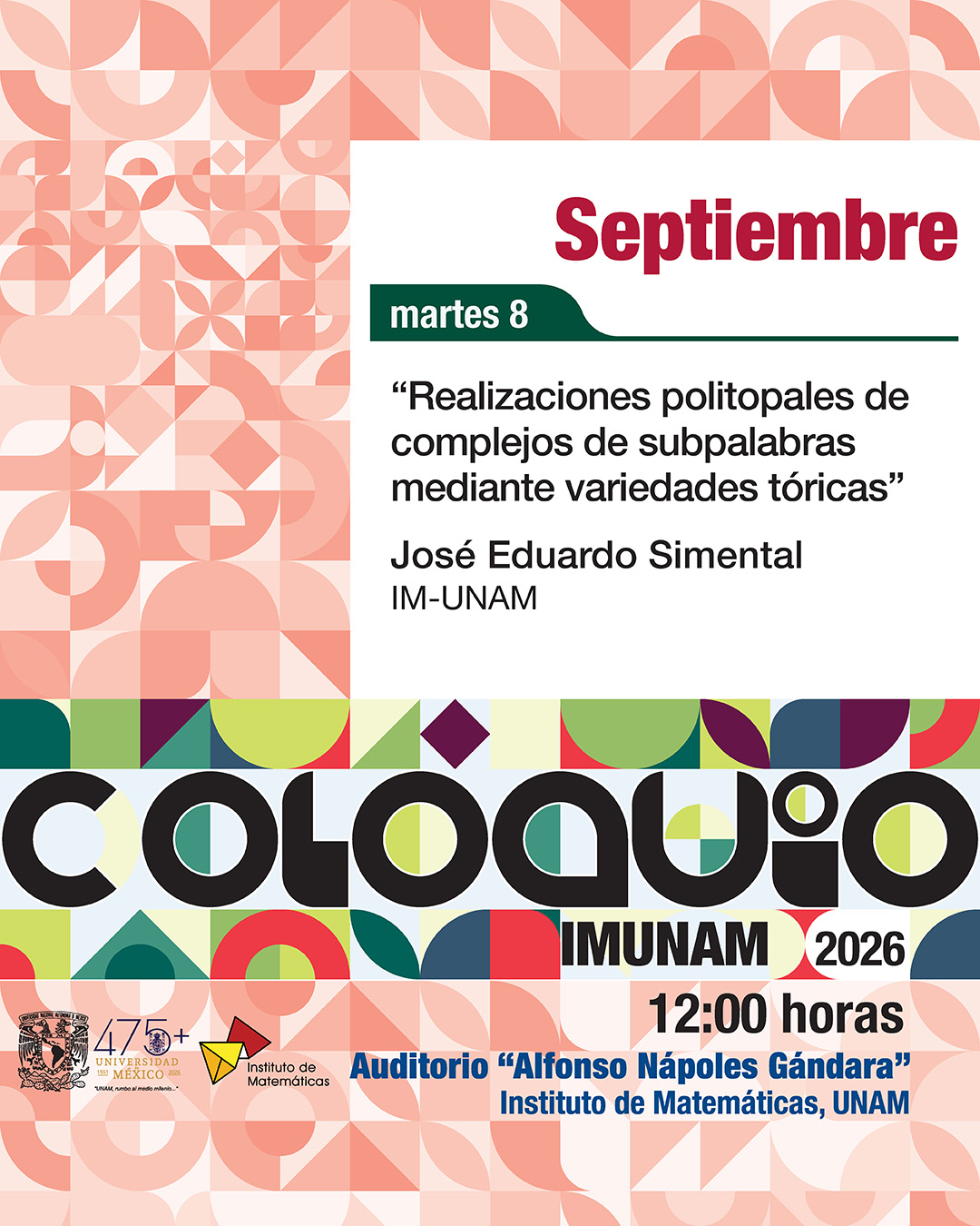 Coloquio del IMUNAM - C. U., septiembre 2026