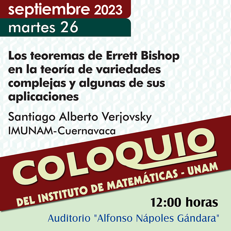 Coloquio del IMUNAM - C. U., 26 de septiembre, 2023