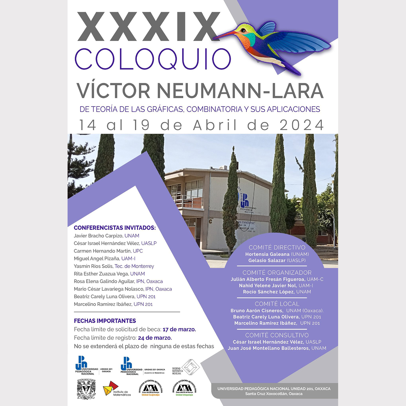 XXXIX Coloquio Víctor Neumann-Lara de Teoría de las Gráficas, Combinatoria y sus Aplicaciones 