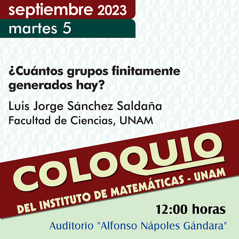 Coloquio del IMUNAM - C. U., 5 de septiembre, 2023