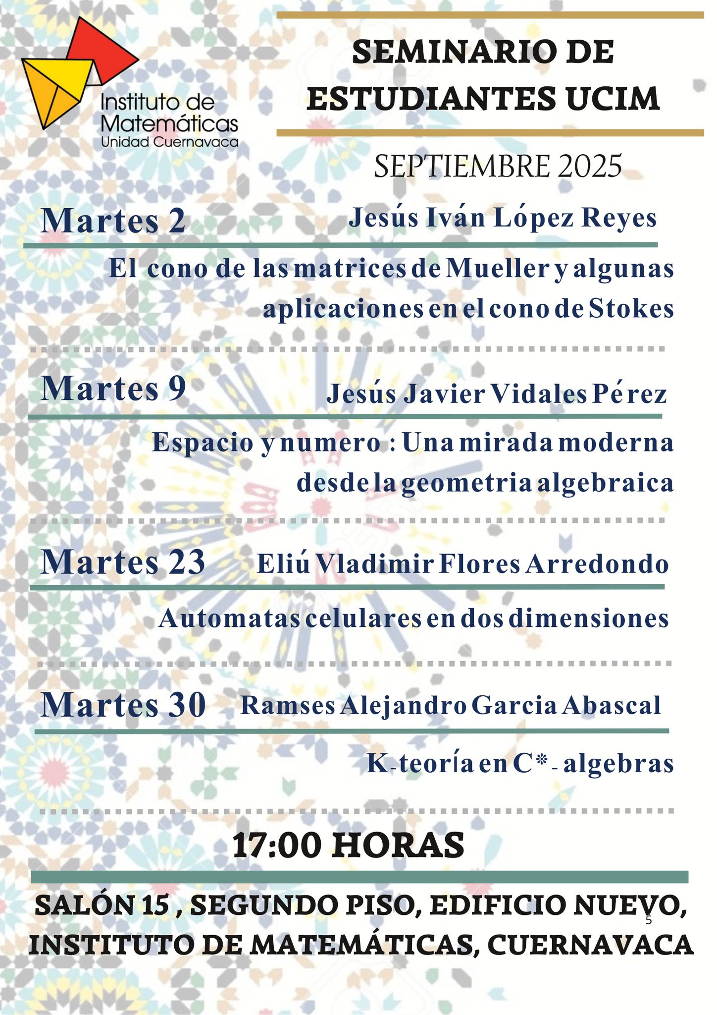 Seminario de estudiantes, IMUNAM, Cuernavaca