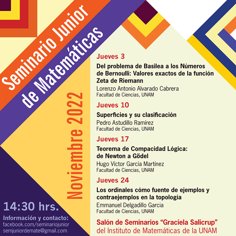 Seminario Junior de Matemáticas: noviembre 2022