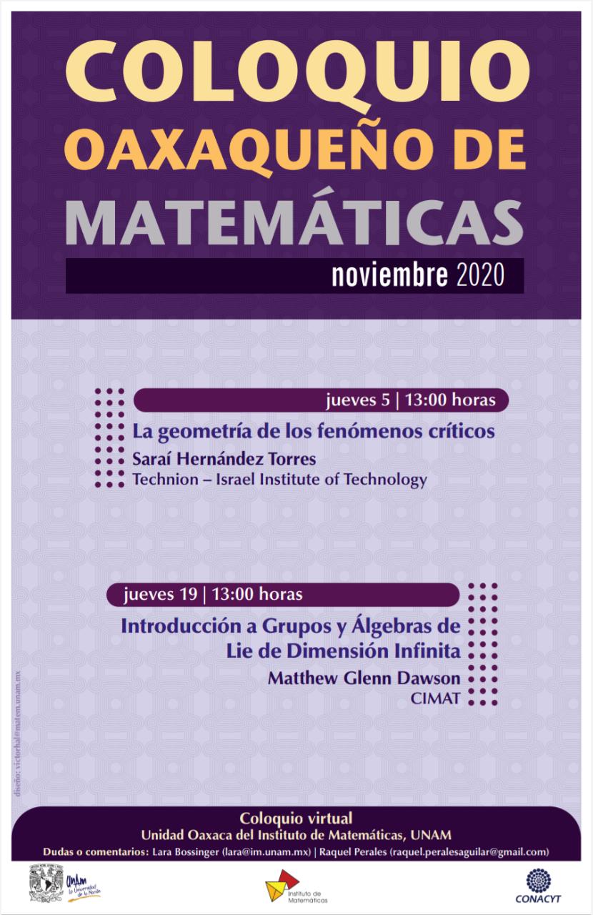Coloquio Oaxaqueño de Matemáticas, Noviembre 2020