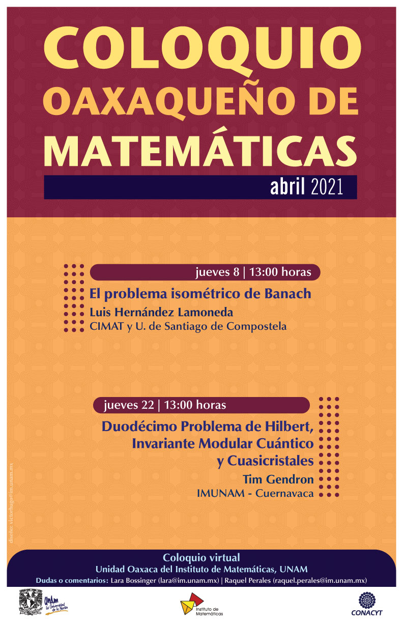 Coloquio Oaxaqueño de Matemáticas, abril 2021
