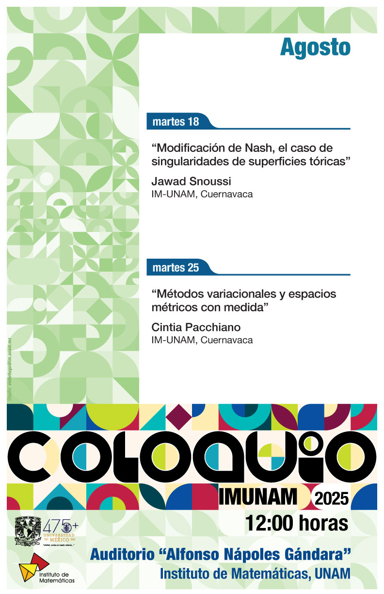 Coloquio del IMUNAM - C. U., agosto 2026