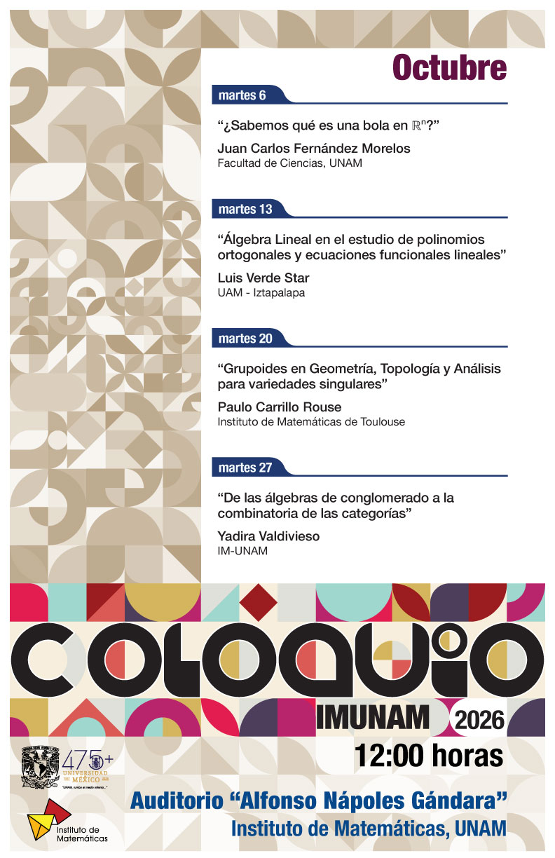 Coloquio del IMUNAM - C. U., octubre 2026
