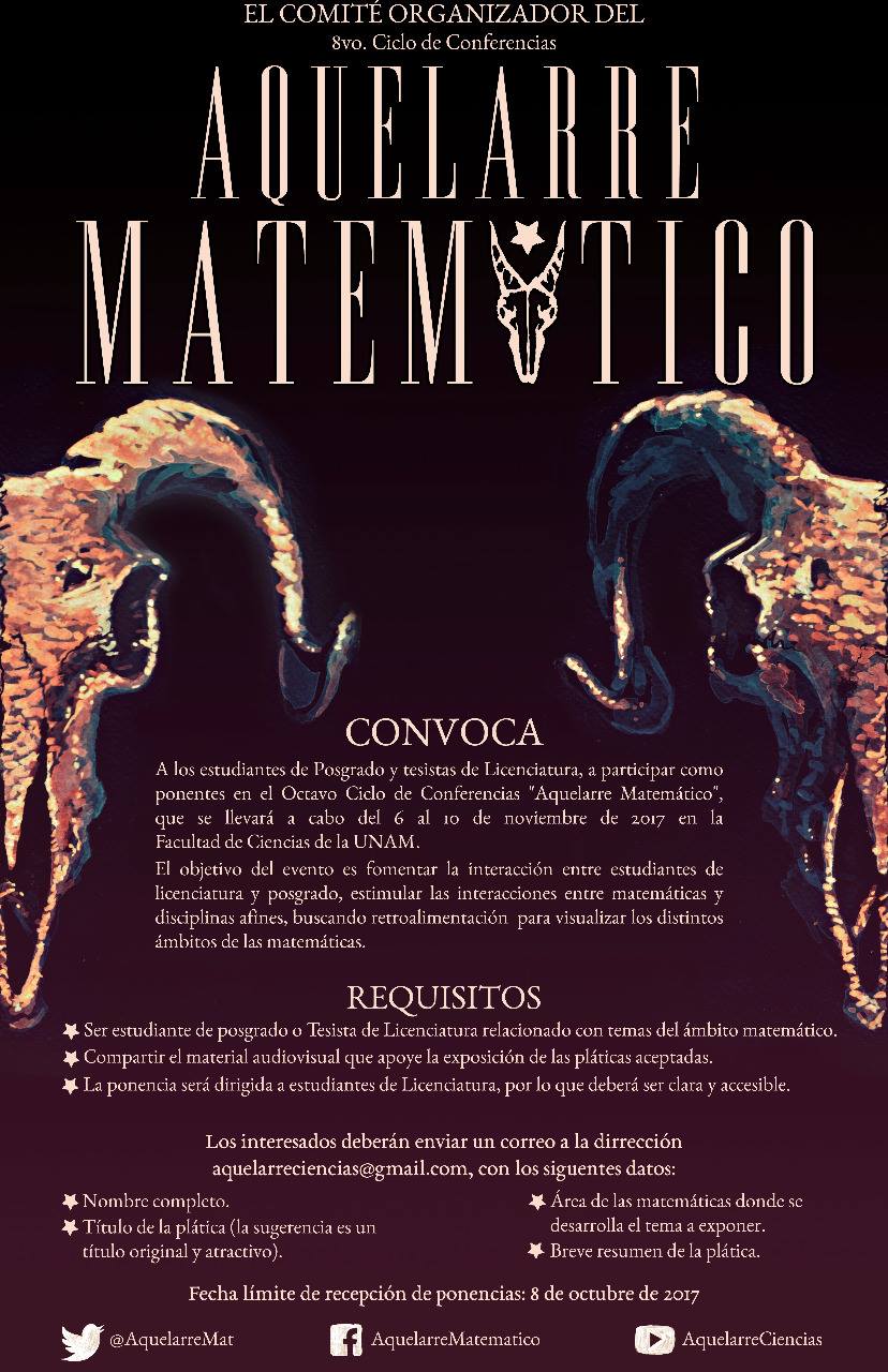 Convocatoria para octavo ciclo del "Aquelarre Matemático" 