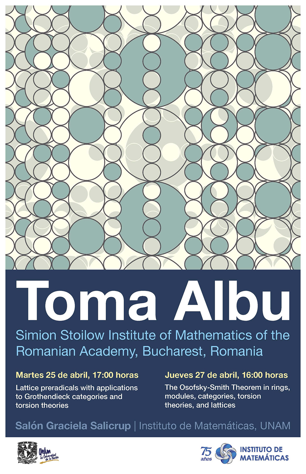 Pláticas con Toma Albu, Simion Stoilow Institute of Mathematics of the Romanian Academy, Bucharest, Romania