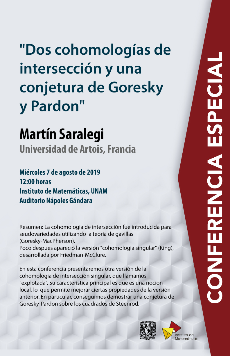 Conferencia Especial: Dos cohomologías de intersección y una conjetura de Goresky y Pardon 