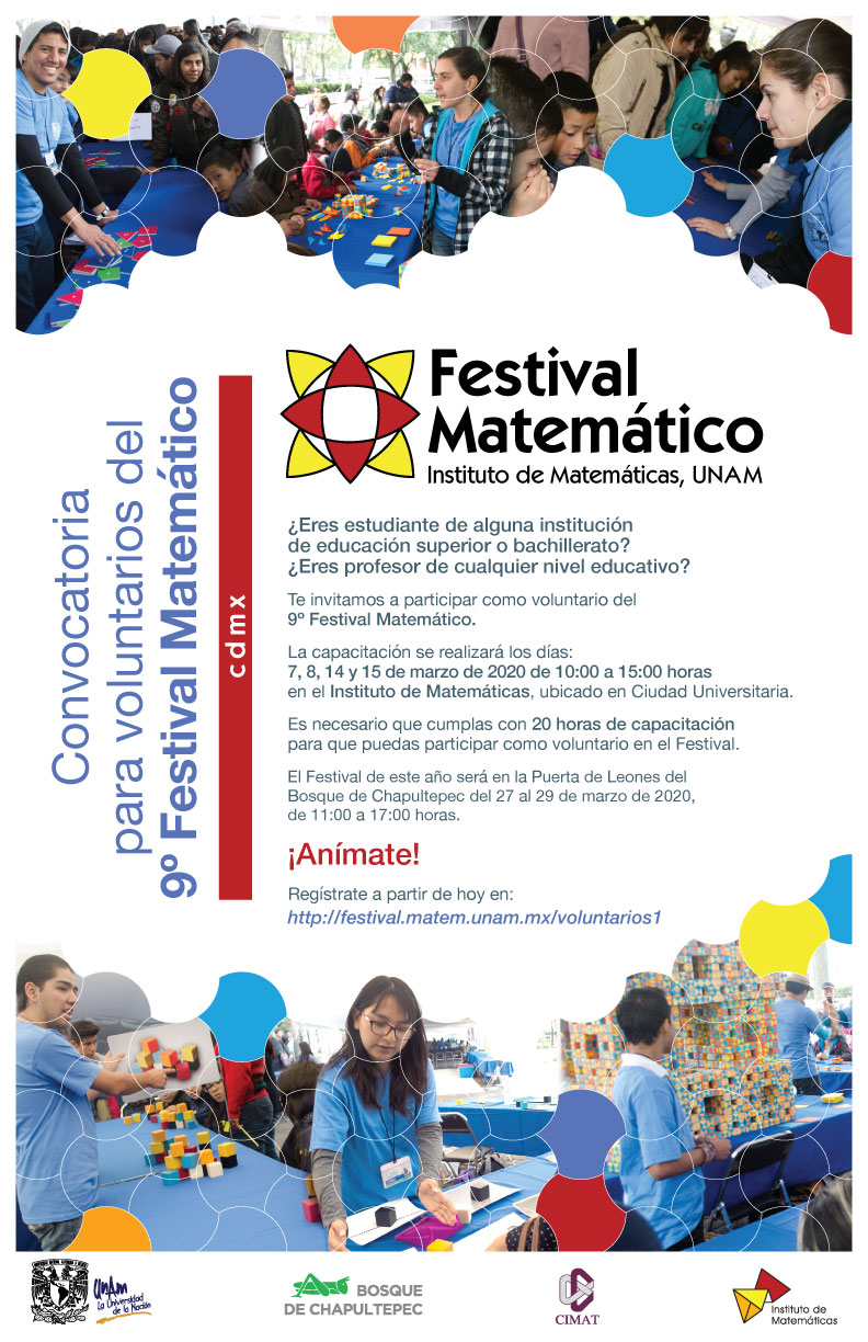 Convocatoria para voluntarios del 9o Festival Matemático cdmx