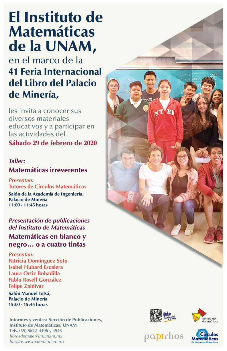 En febrero: Presentaciones del IMUNAM en la Feria Internacional del Libro de Palacio de Minería 