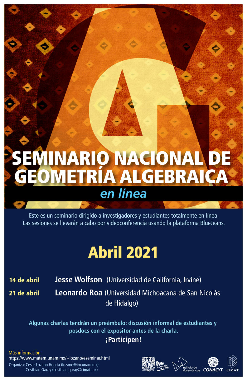 Seminario Nacional de Geometría Algebraica en línea: abril