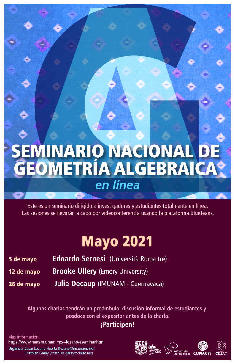 Seminario Nacional de Geometría Algebraica en línea: mayo