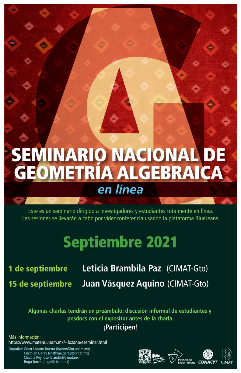 Seminario Nacional de Geometría Algebraica en línea: septiembre