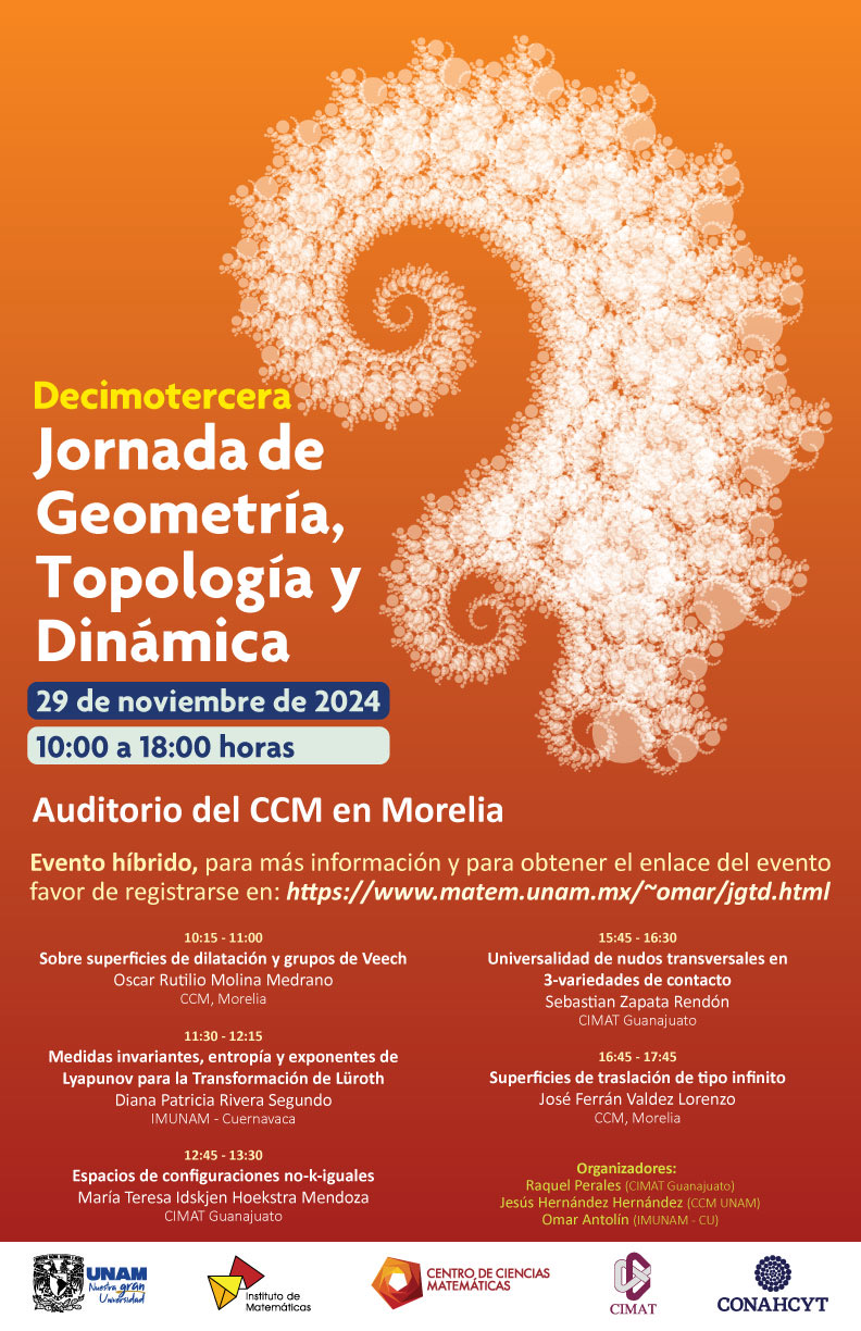 Decimotercera Jornada de Geometría, Topología y Dinámica