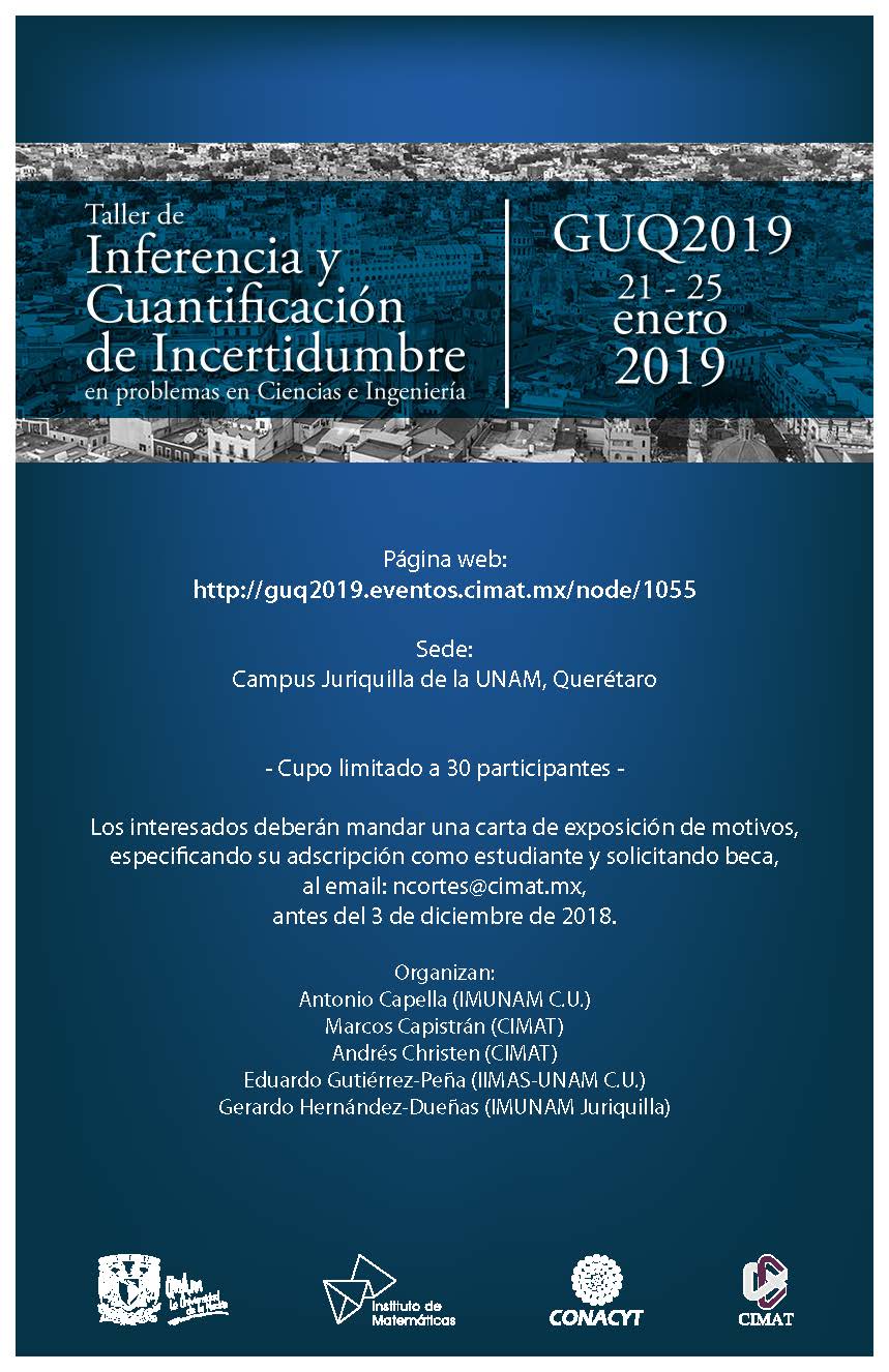 Taller de Inferencia y Cuantificación de Incertidumbre en problemas en Ciencias e Ingeniería (GUQ2019) 