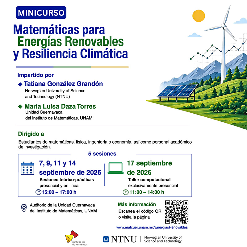 Minicurso: Matemáticas para Energías Renovables y Resiliencia Climática